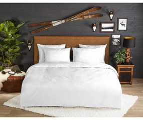 Бяло двойно удължено фланелено спално бельо 200x220 cm – Good Morning