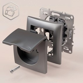 Единичен контакт със заземяване и капаче OSTE JNH005-G Grey