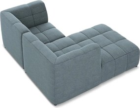 Син ъглов диван от прежда с примки от букле (ляв ъгъл) Aloha – Makamii