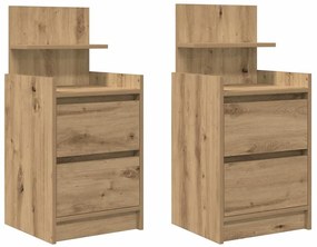 861372 vidaXL Нощни шкафчета с 2 чекмеджета 2 бр., дъб артизан 38x34x80 см