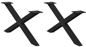 4012884 vidaXL Крака за масичка за кафе, X-образни, 2 бр., черни, 70 x (30-31) см, стомана