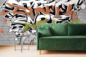 Тапет – Оранжев надпис Street Art със спрейове