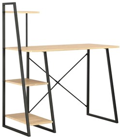 20284 vidaXL Бюро с модул с рафтове, черно и дъб, 102x50x117 см