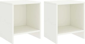 322240 vidaXL Нощни шкафчета, 2 бр, бели, 35x30x40 см, борово дърво масив