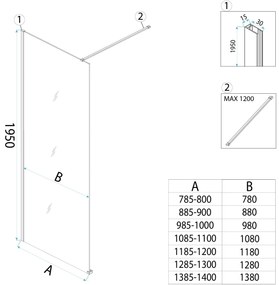 Параван за душ Rea Flexi Transparent / Brush Copper 110