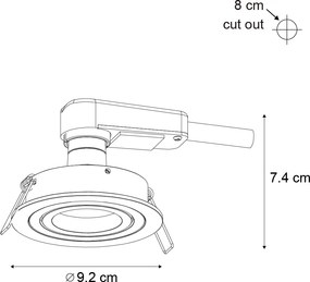 Модерен вграден прожектор тъмно сив GU10 50mm кръгъл накланящ се - Rondoo