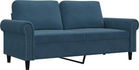 359538 vidaXL 2-местен диван, син, 140 см, кадифе