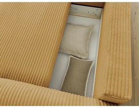 Разтегателен ъглов диван от рипсено кадифе в цвят горчица (ляв ъгъл) Lucien – Bobochic Paris