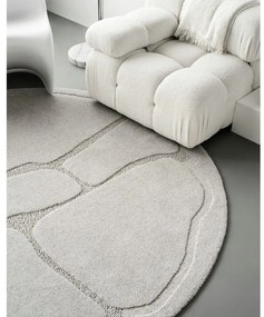 Светлосив вълнен кръгъл килим ø 133 cm Morphic Organica – Agnella