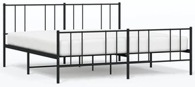 352502 vidaXL Метална рамка за легло, без матрак, с табли, черна, 180x200 см