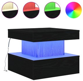862255 vidaXL Маса за кафе с LED осветление, черна дъб, 50x50x40 см