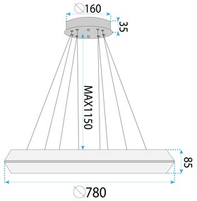 Лампа LED APP1769-CP 80cm Gold
