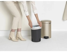 Кош за боклук с педал Brabantia NewIcon 1003201, 12 л, Плавно затваряне, Противоплъзгаща основа, Златен металик