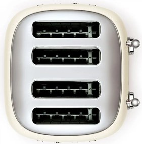 Тостер за хляб SMEG 50's Style TSF03CREU, 2000W, 4 филии, 6 нива, Тавичка за трохи, Вграден кабел, Неръждаема стомана, Кремав