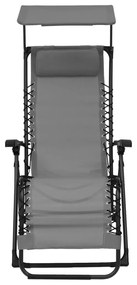 312466 vidaXL Сгъваем стол-шезлонг, textilene, сив