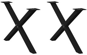 4012904 vidaXL Крака за масичка за кафе, X-образни, 2 бр., черни, 70 x (42-43) см, стомана