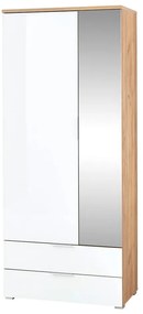 Бял гардероб от дъб с огледало 84x196 cm Telde - Germania