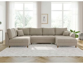 Бежов ъглов диван от плат букле (десен ъгъл/"U" форма) Ariella – Ropez