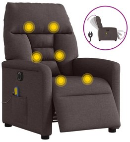 3303027 vidaXL Електрически масажен наклоняем стол, тъмнокафяв, текстил