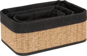 Комплект от 3 коша за съхранение 5five, Бамбук и плат, Черни