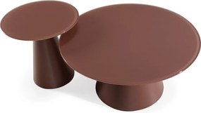 Кафяви кръгли масички за кафе в комплект 2 бр. със стъклен плот ø 80 cm Vida – MOME