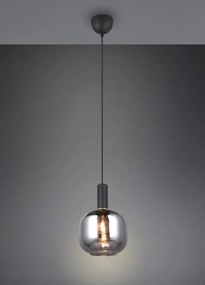 Черно висящо осветително тяло със стъклен абажур ø 20 cm Diva – Trio