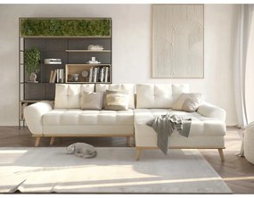 Кремав разтегателен ъглов диван (десен ъгъл) Balitco – Ropez