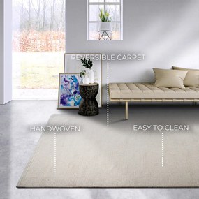 Кремав ръчно изработен килим със смес от вълна 190x280 cm Pradesh Natural White – Elle Decoration