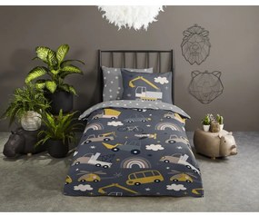 Сиво единично памучно детско спално бельо 140x200 cm Rush – Good Morning