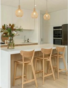 РОКСИ Естествен дъб - ДЪРВЕН ХОКЕР БАР СТОЛ 95 cm ЗА КУХНЯ ХОЛ РЕСТОРАНТ РЕТРО