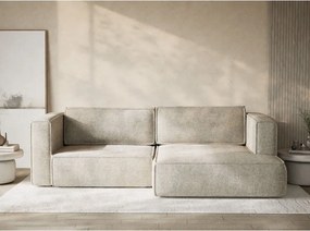 Бежов шенилов сгъваем/с място за съхранение ъглов диван (десен ъгъл) Velto – Maison de Rêve