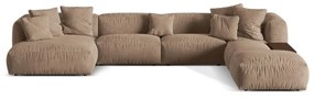 Светлокафяв кадифен модулен ъглов диван (десен ъгъл/U форма) Martina – Micadoni