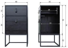 Черно нощно шкафче с чекмедже и врата Zola - WOOOD