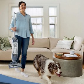 Вертикална прахосмукачка Shark Freestyle Max SV2002, 30W, 0.7 л, 20 мин, 2 скорости, 2 степени, LED светлини, Станция за зареждане, Син