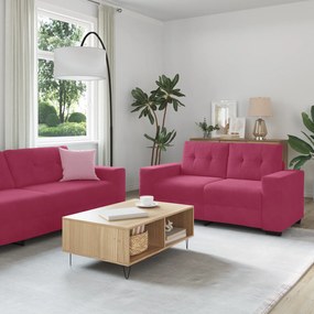 3324725 vidaXL Комплект от 2 дивана с възглавници в Wine Red Velvet