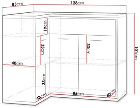 Ъглов Бюфет Mediolan 15K-Natural Special-Left-Without foot
