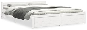 815045 vidaXL Рамка за легло, бяла, масивно дърво, 140х200 см