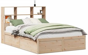 3323467 vidaXL Рамка за легло без матрак, 140x190 см, масивна чамова дървесина