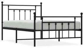 353550 vidaXL Метална рамка за легло с горна и долна табла, черна, 100x200 см