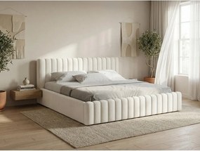 Теракотено двойно легло 160x200 cm тапицирано с място за съхранение с включена подматрачна рамка Lemi – Makamii