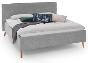 Светлосиво двойно легло 180x200 cm тапицирано с място за съхранение с включена подматрачна рамка Riva – Meise Möbel