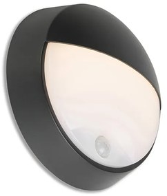 Външна стенна лампа черна с LED с датчик за движение IP54 - Hortus