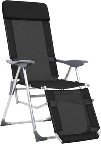 360146 vidaXL Сгъваеми къмпинг столове с опори за крака 2 бр черни textilene