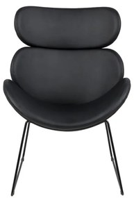 Черен фотьойл от изкуствена кожа с черни крака Cazar - Actona