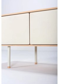 Бяла/естествена маса за телевизор от масивен дъб 160x48 cm Fina – Gazzda