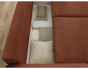 Разтегателен диван от рипсено кадифе в тухлен цвят 257 cm Lucien – Bobochic Paris