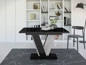 Маса Viney разтегателен -Черен гланц – concrete