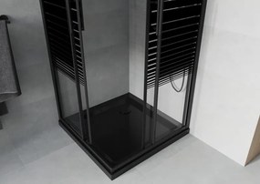 Mexen Rio квадратна душ кабина 70 x 70 см, черни ленти, черна + тава Flat, черна - 860-070-070-70-20-4070B