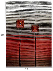 Килим HM7675.26 цвят червен-сив
