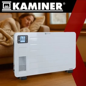 Електрически конвектор Kaminer Ziflo 2300W — С WiFi управление, таймер и дистанционно, бял